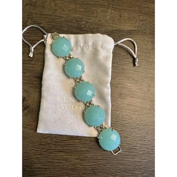 Kendra Scott Cassie Bracelet Faceted Gumdrop Round Statement Chalcedony Gold - Picture 2 of 4